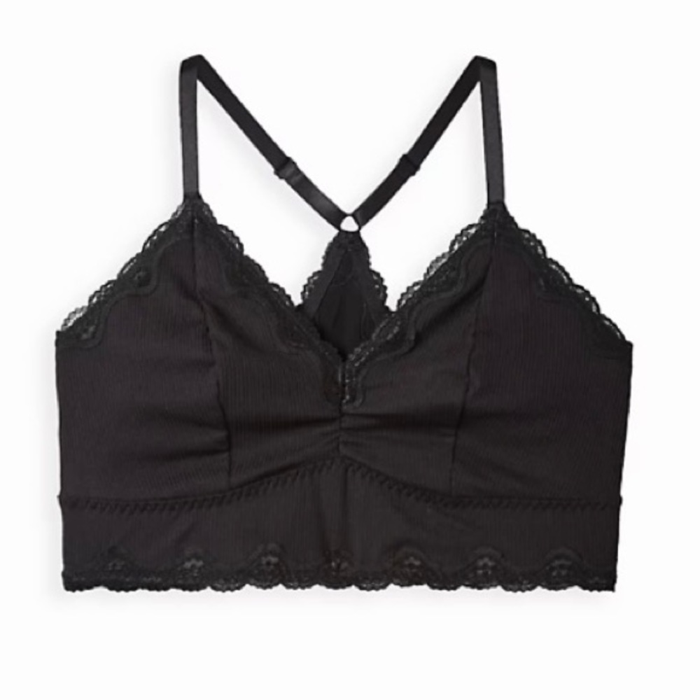 TORRID BLACK LIGHTLY LINED RIB RACERBACK BRALETTE